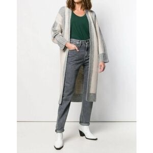 The Great Long Open Front Duster Striped Gray Wool Blend Cardigan Sz Medium 2